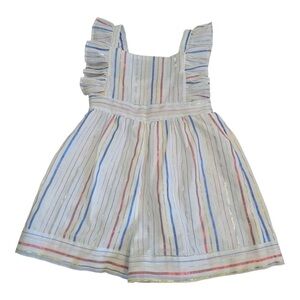 𝅺Pastourelle By Pippa and Julie White Striped Glitter Romper Size 12 months